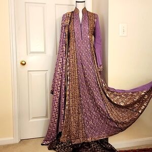 SHAHBANO Boutique Bridal Reception Shaadi Gown Palazzo 3pc Lavender M Or S
